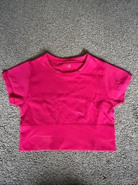 Aerie Offline Girls Hot Pink Short Sleeve Crop Top